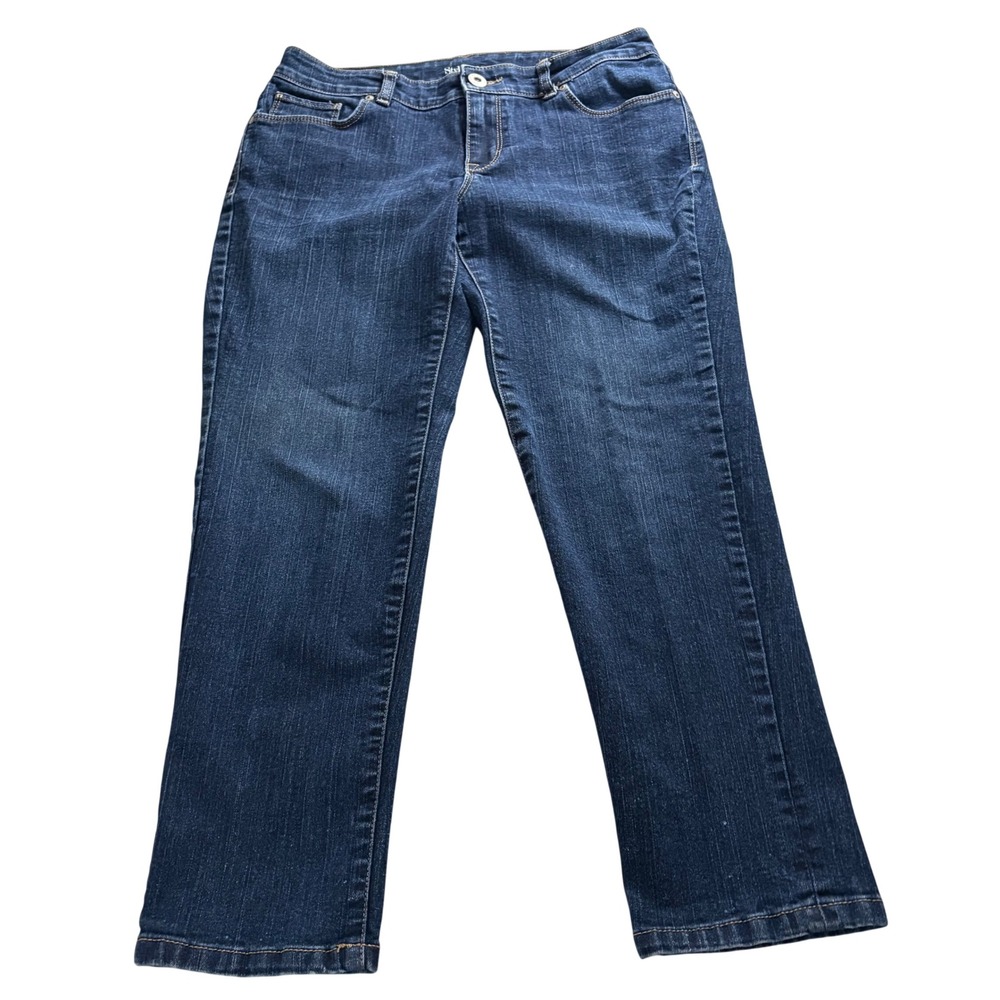 Style & Co Ex-Boyfriend Curvy Ankle Jeans Dark Wash Blue Denim Petite 8P Stretch